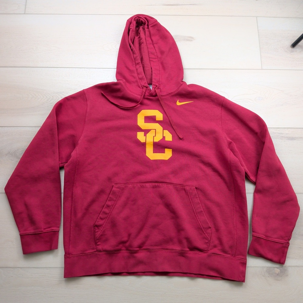 Nike USC Trojans Hoodie Mens Large Cardinal Red SC Logo Pullover Sweatshirt